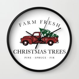 Christmas Tree Farm Vintage Truck Wall Clock