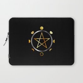 Phases of the moon and golden pentacle Laptop Sleeve