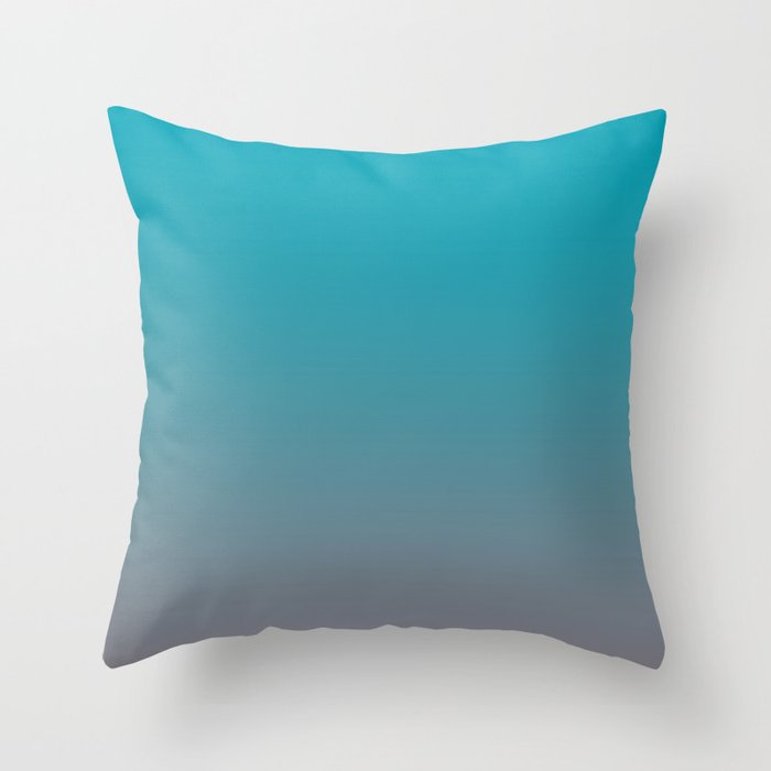 Aqua Blue and Gray Gradient Ombre Blend 2021 Color of the Year AI Aqua and Good Gray Throw Pillow