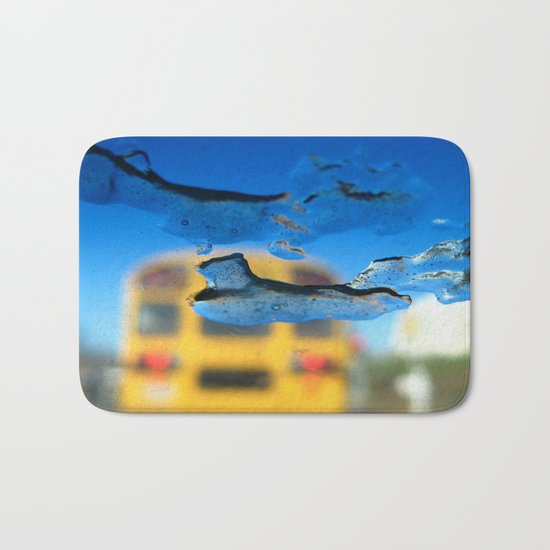 yellow bus and ice photography Bath Mat