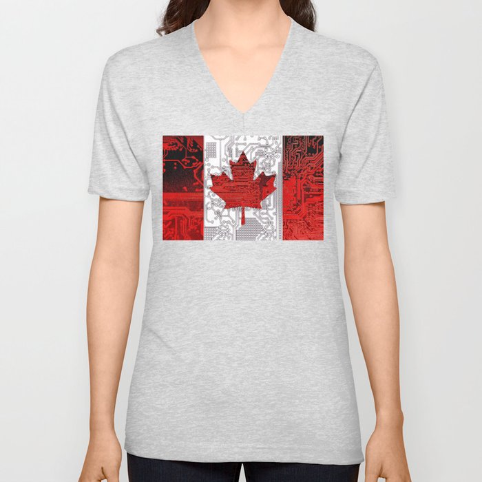 circuit board Canada (Flag) V Neck T Shirt