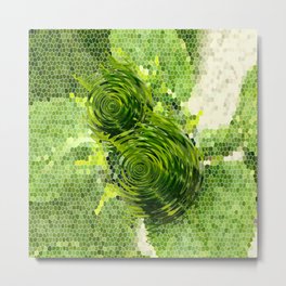 Spinning top and mosaic in green Metal Print
