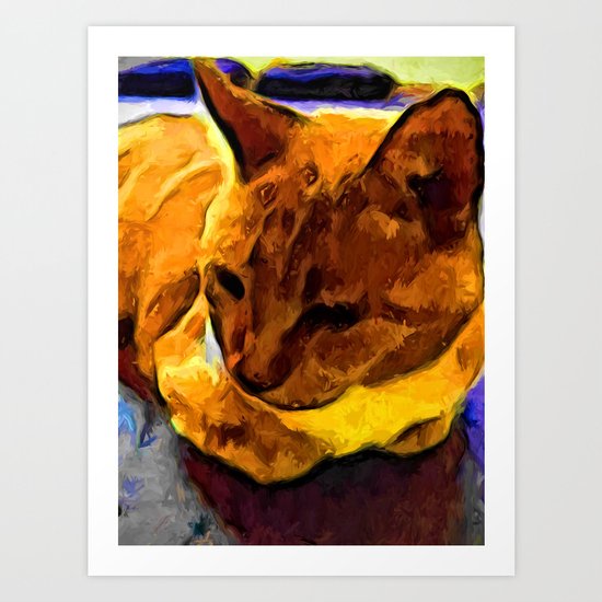 Orange and Yellow Cat Art Print