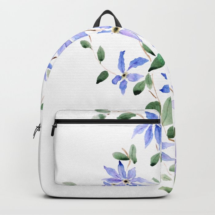 purple clematis flower watercolor  Backpack