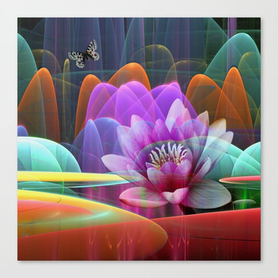 Lotus flower in a magical pool Canvas Print