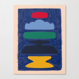 Shapes balancing in deep blue Canvas Print