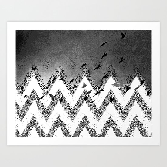 flying (black and white) Art Print