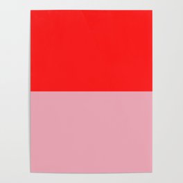 Watermelon Red & Peach Pink Color Block  Poster