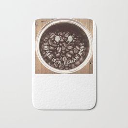 Coffee Is A Human Right - Trending Quotes On Wood Background Tshirt Sticker Magnet And More Bath Mat