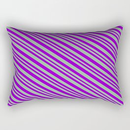 [ Thumbnail: Dark Violet & Dark Sea Green Colored Pattern of Stripes Rectangular Pillow ]