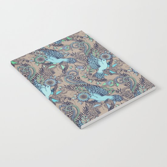 Flight of Fancy - aqua, mint, taupe Notebook