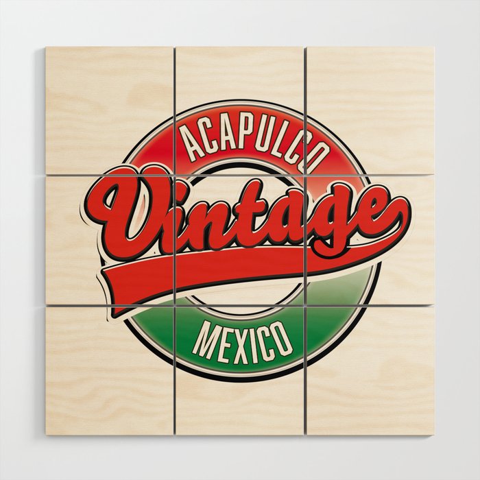 Acapulco Mexico vintage logo Wood Wall Art