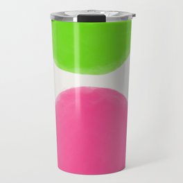 Cheerful Lime Green + Sangaria Sunset Pink Modern Blobs Travel Mug