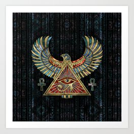 Eye of Horus - Wadjet  Gemstone and Gold Art Print
