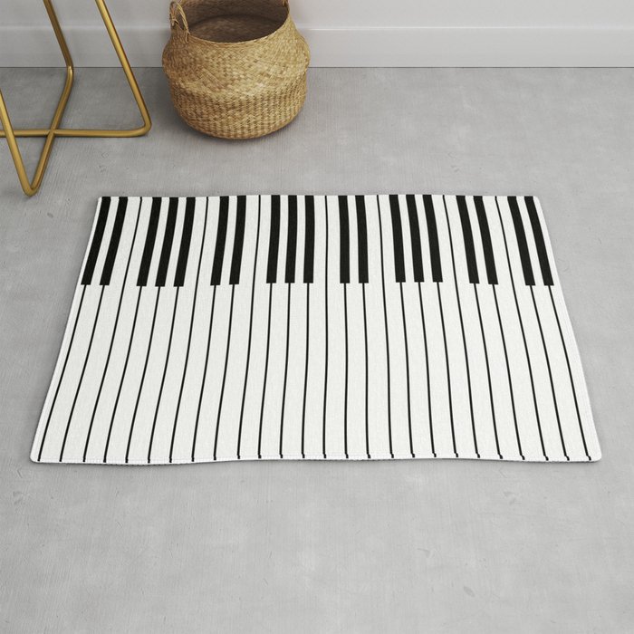 The Piano Black and White Keyboard Rug