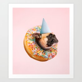 Dog Party Donut Art Print