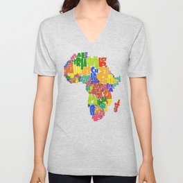 African Continent Cloud Map V Neck T Shirt