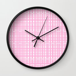 Woven Plaid Pink Pattern  Wall Clock