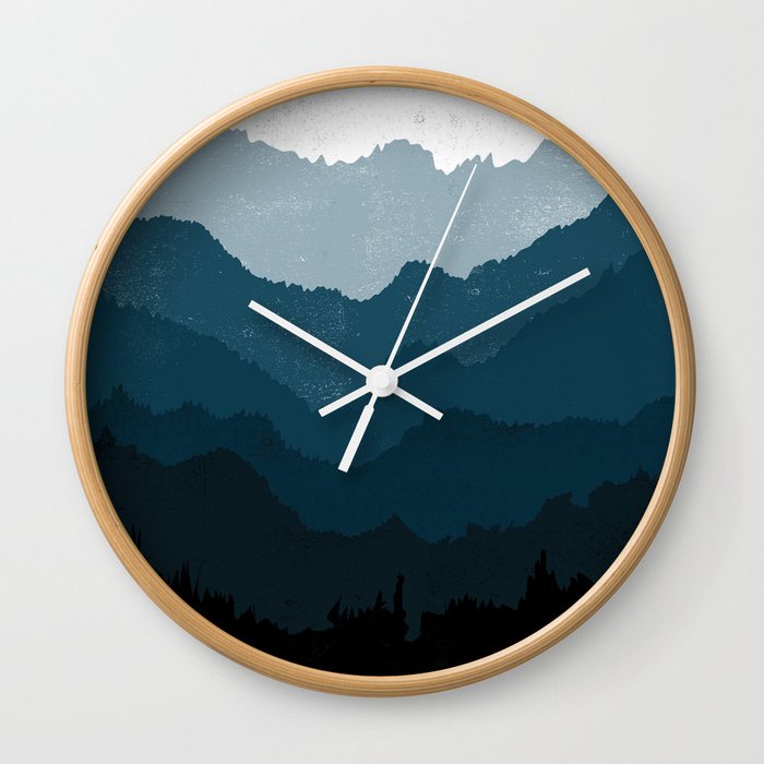 Mists No. 6 - Ombre Blue Ridge Mountains Art Print Wall Clock