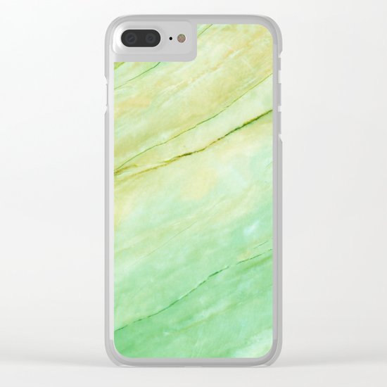 Light green marble Clear iPhone Case