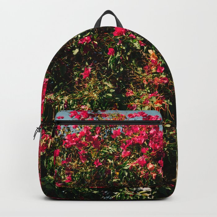 Vintage Flower Festival | Pink Flowers in Bush | Nature & Travel Photography Backpack