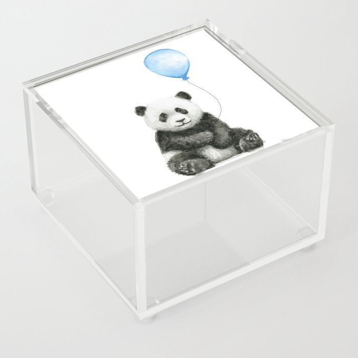 Panda Baby Animal with Blue Balloon Acrylic Box