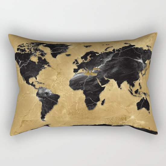 world map marble gold 2 Rectangular Pillow