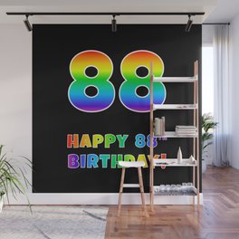 [ Thumbnail: HAPPY 88TH BIRTHDAY - Multicolored Rainbow Spectrum Gradient Wall Mural ]