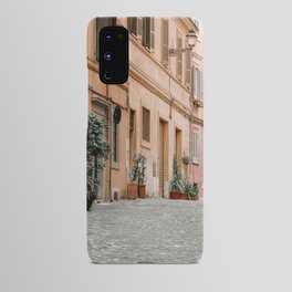 Pastel color houses cobblestone street Trastevere Rome Italy Android Case