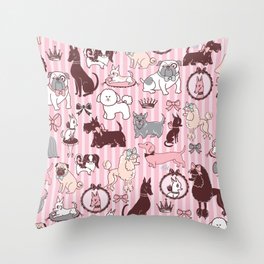 Doggy Boudoir Pink Throw Pillow