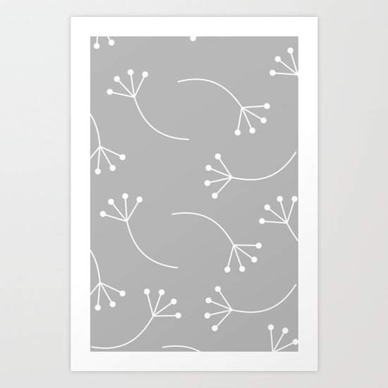 CUTE FLOWER PATTERN - GRAY Art Print