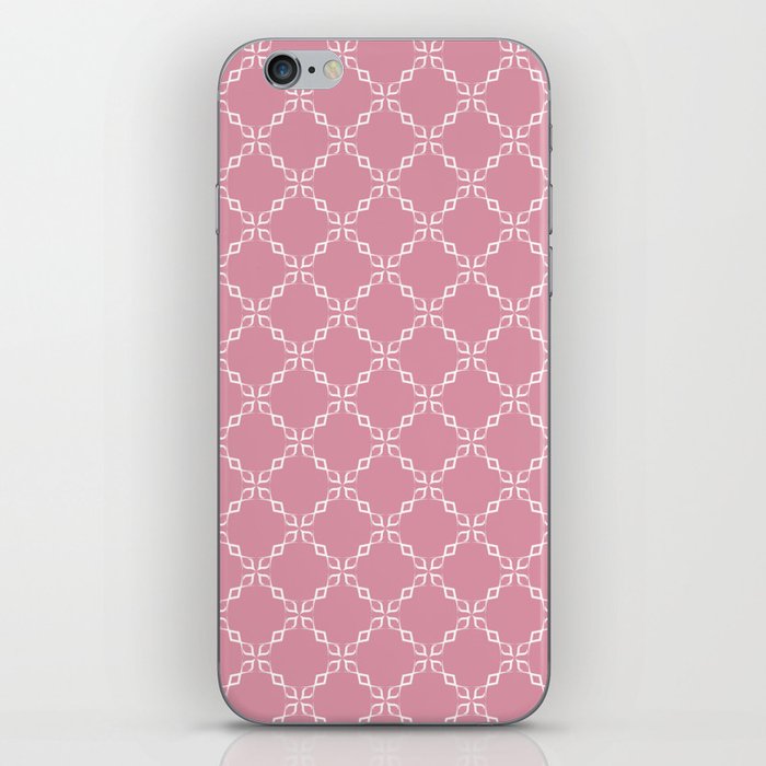 White Oriental Mosaic Pattern on Blush Pink iPhone Skin