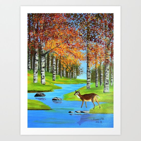Birch trees in the fall Art Print