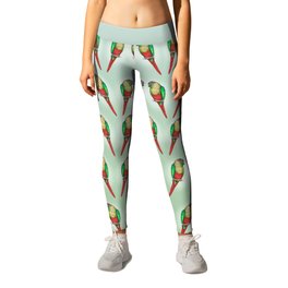 Conure with a heart on its belly Leggings | Smart, Feathers, Love, Pyrrhuramolinae, Watercolor, Green, Lovely, Wings, Heart, Conure 