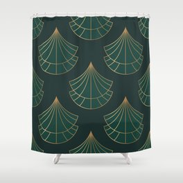 Seamless pattern with golden elements on green Shower Curtain