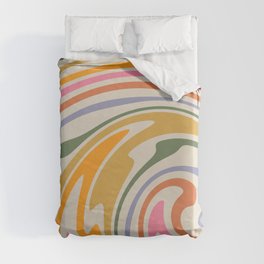Rainbow Swirl Abstract Retro 70s  Duvet Cover | Pink, 70S, Abstract, Hippie, 1970S, Painting, Happy, Funky, Pattern, Swirl 