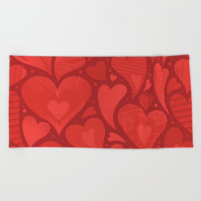 Hearts - Textured Beach Towel