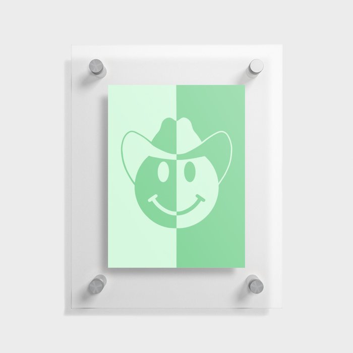 Smiley Cowboy - Green Floating Acrylic Print