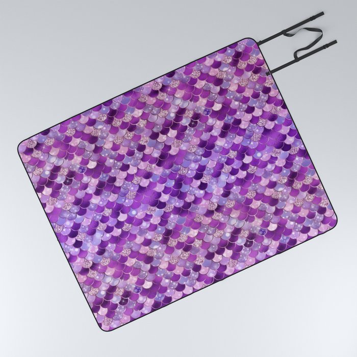 Purple Mermaid Pattern Picnic Blanket