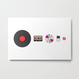 Evolution of Music Metal Print | Player, Music, Mp3, Lp, Graphicdesign, Cassette, Disc, Illustration, Record, Tape 