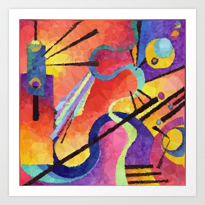 Modern Abstract Low Poly Geometric Triangles After Kandinsky Art