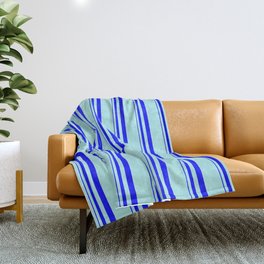 [ Thumbnail: Blue and Turquoise Colored Lines Pattern Throw Blanket ]