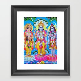 Hindu Gods Poster Print Trinity Brahma Vishnu Shiva Yoga Buddism Art India Gerahmter Kunstdruck