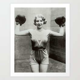 1931 Women's Boxing Champion Elise Conner black and white photograph - black and white photography Art Print