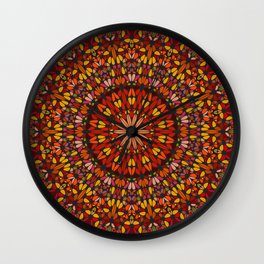 Happy Autumn Night Flower Mandala Wall Clock