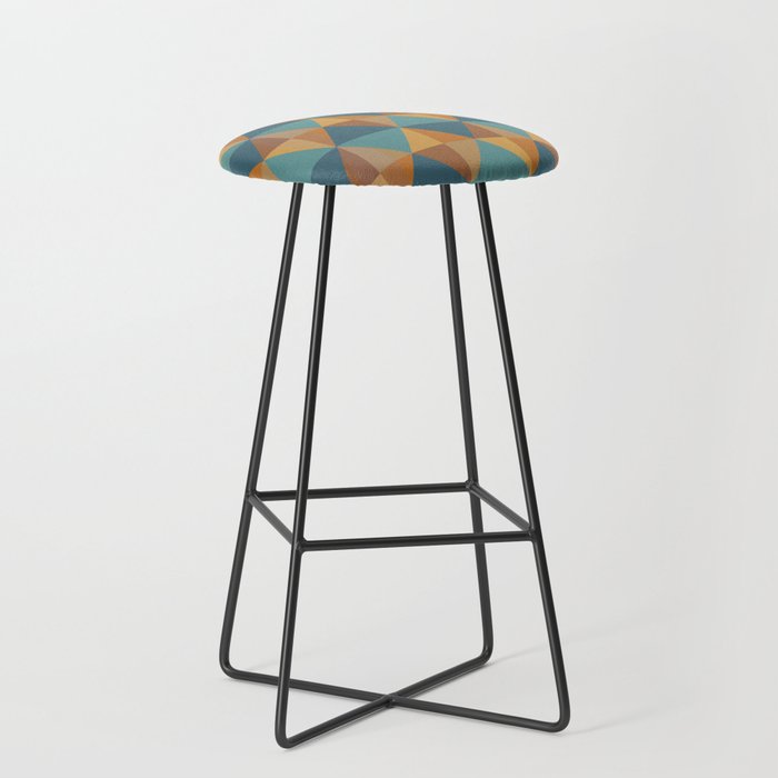 "Steal Teal" Geometric Pattern Teal and Earth Tones Bar Stool