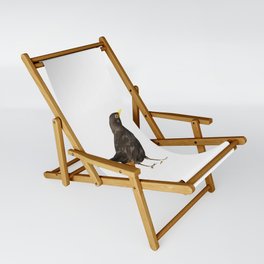 Black Bird Acrylic Painting Isolated On White Sling Chair