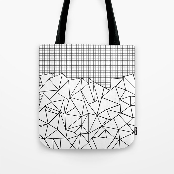Abstract Outline Grid Black On White Tote Bag By Projectm Society6