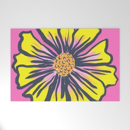 Mid-Century Modern Spring Daisy Flower Hot Pink And Yellow Welcome Mat