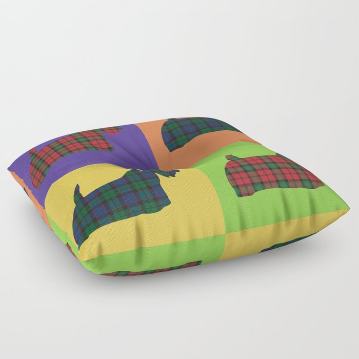 Scottie Dog - Tartan - Pop Art Style Floor Pillow